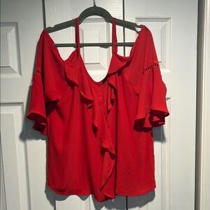 19 Cooper Vibrant Red Ruffle Blouse